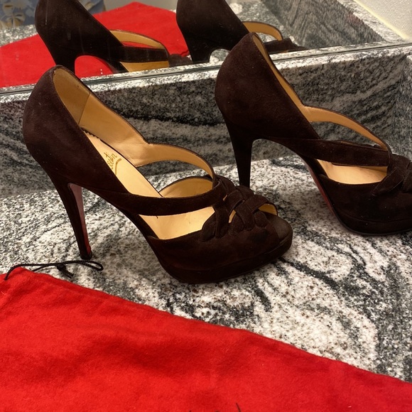 Christian Louboutin | Brown Suede Crossovers - Picture 5 of 8